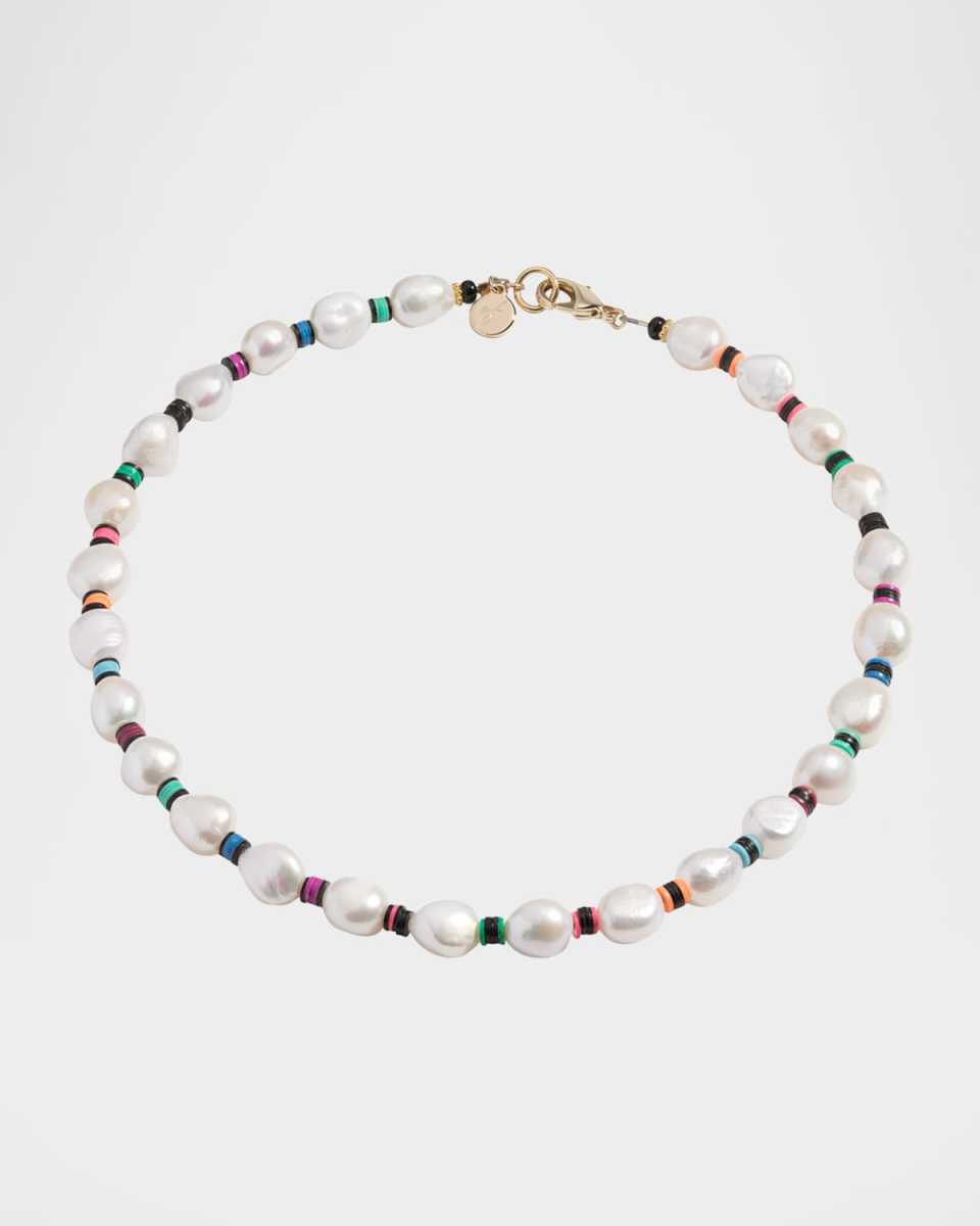 Francis Necklace with Freshwater Pearls and Heishi Beads